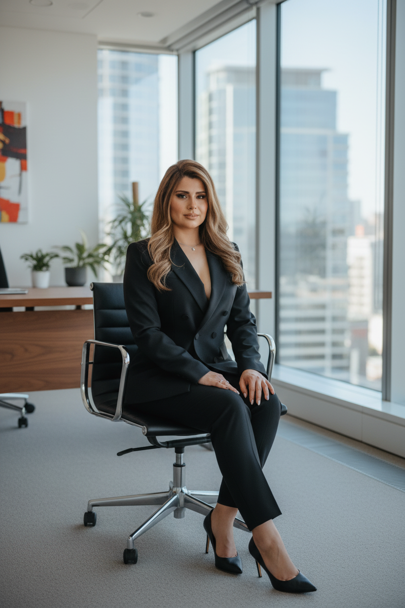 Atena Ceo of the Oillis with elegant look and blonde hair