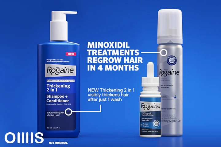 Rogaine (minoxidil) | the clinical standard anti hair fall product review by Oillis.com magazine