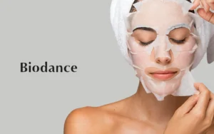 BIODANCE skincare review a young woman wearing biodance face mask to hydrate her face skin