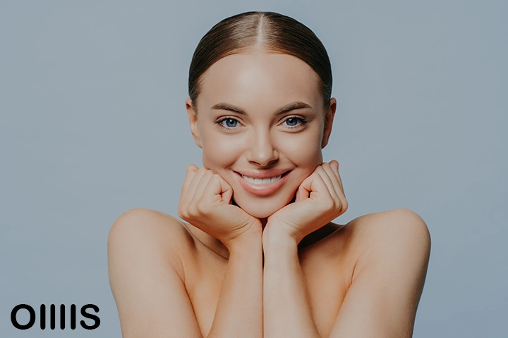 how to get clear skin 
a woman showing up herself from close up